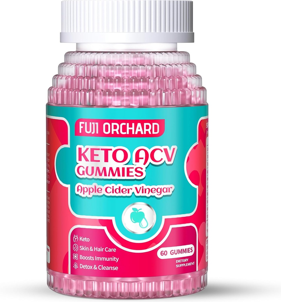 Keto ACV Gummies pentru pierderea in greutate - Delicious 1500MG Otet de cidru de mere cu mama, Probiotice, Vitamine B6 & B12, Vegan & Non-GMO - Suportă metabolismul și grăsime arde pentru femei, 60 Vegan