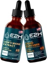E2H: Lion's Mane for Mental Clarity & Imunity, Liquid Turmeric for Joint Support 
