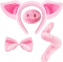 Spooktacular Creations Pink Pig Dalmatian Costum Set cu urechi Nas coada si papion cravata, Costume animale accesorii pentru Unisex