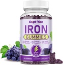 Gume de fier pentru femei si barbati, Gume de fier cu Folat, Vitamina B12, Zinc & D3 pentru sange, energie Boost, Immune Support & Bone Health, Gentle Absorbtion, Vegan, Grape Favor 60ct