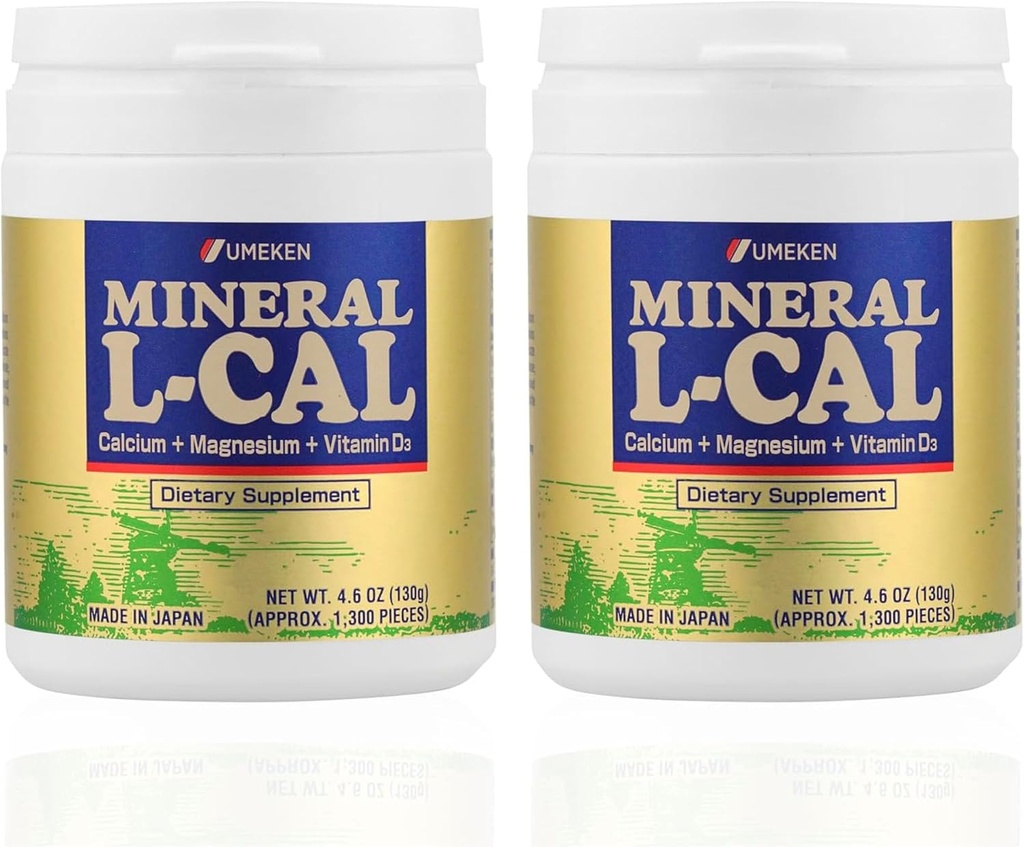 Calciu mineral L-Cal cu vitamina D3, 4 lună de aprovizionare, lichid solubil de apă format cu magneziu și minerale, exces rapid de calciu magneziu D3, 1.300 bile pe flacon, 130g fiecare, pachet de 2
