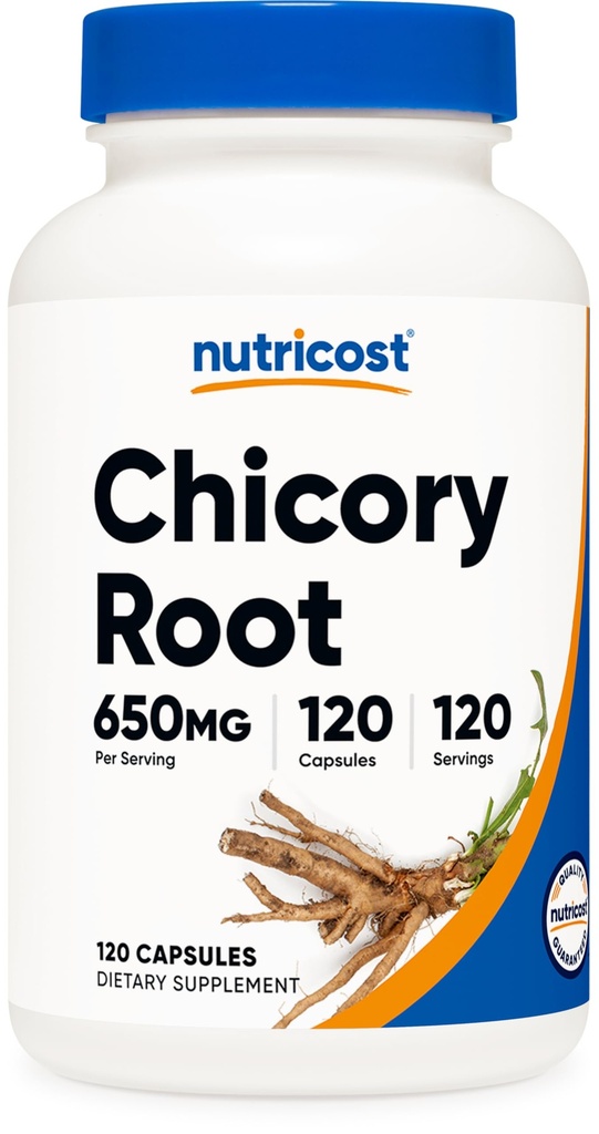 Nutricost Cicoare Root 650 mg per capsulă - 120 capsule pe bază de plante, fără GMO, gluten