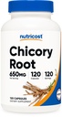 Nutricost Cicoare Root 650 mg per capsulă - 120 capsule pe bază de plante, fără GMO, gluten