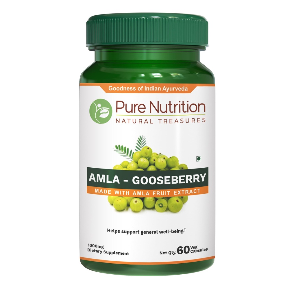 Nutriție pură Amla Extract 1000mg per Serving. (Equivalent to 8000mg Amla Fruit Powder) Non-Goo 60 Veg Capsule