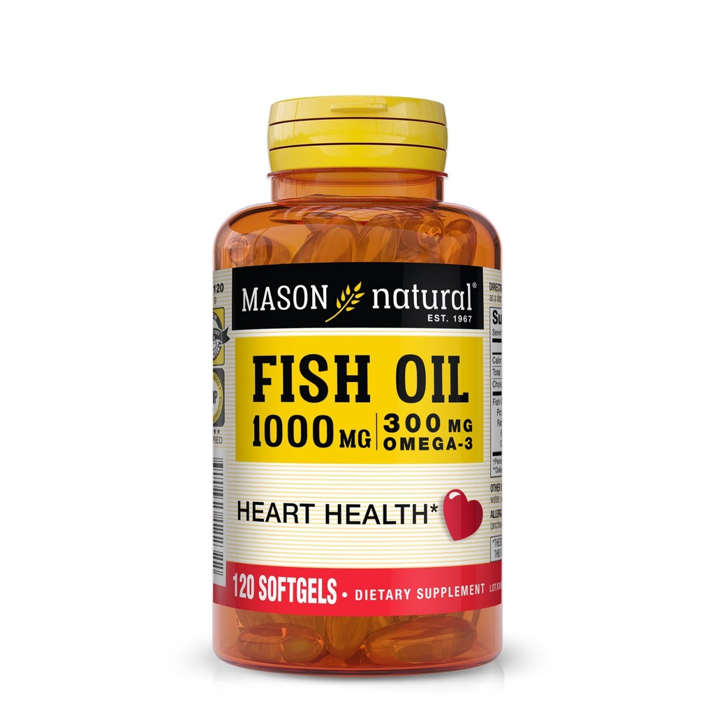 MASON NATURAL Ulei de pește Mason 1000mg Omega-3 Softgels