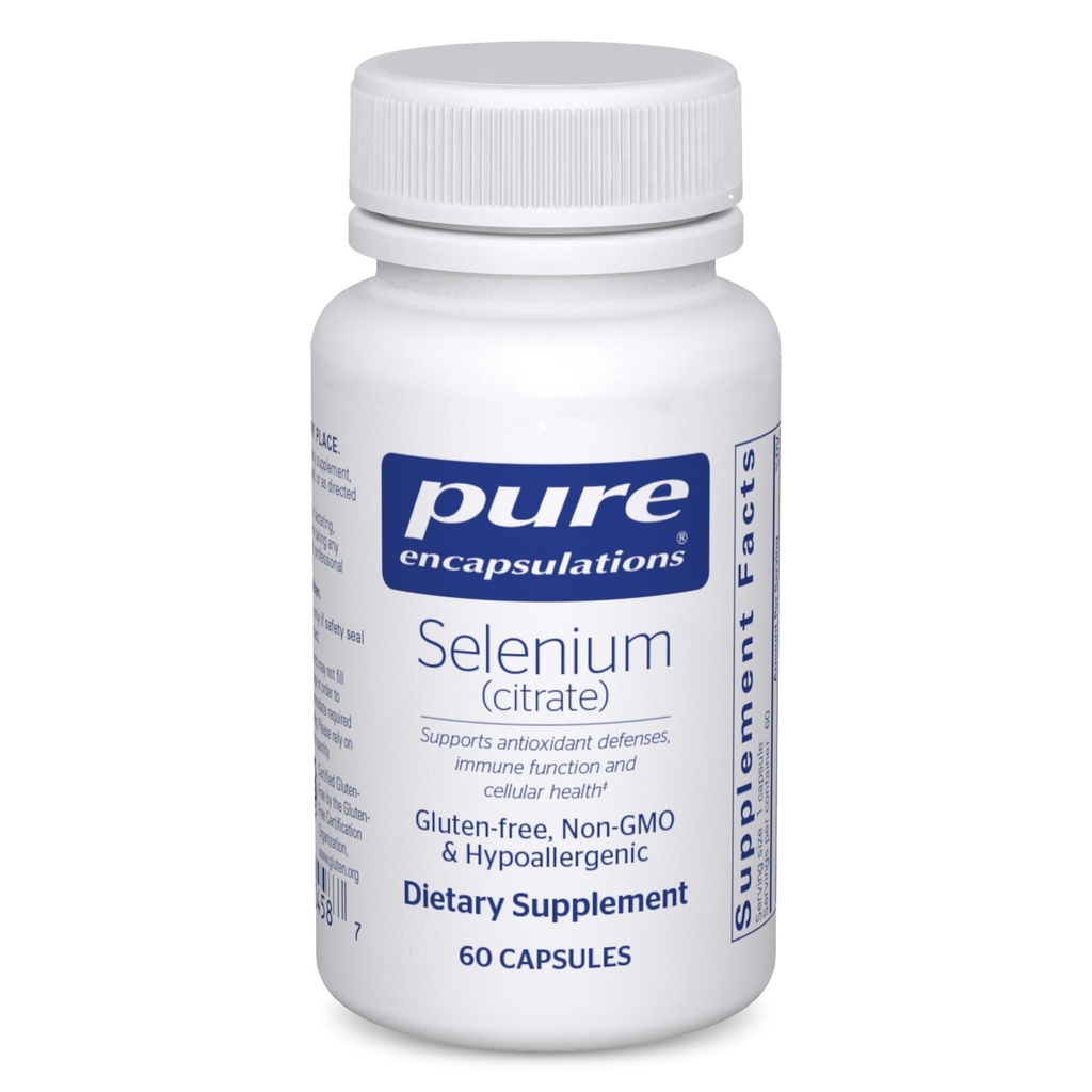 Encapsulations Pure Seleniu (Citrate) - for Immune System Support & Cellular Health - Antioxidant Supplement - Suports Blood Flow* - Gluten Free & Vegan - 60 Capsule