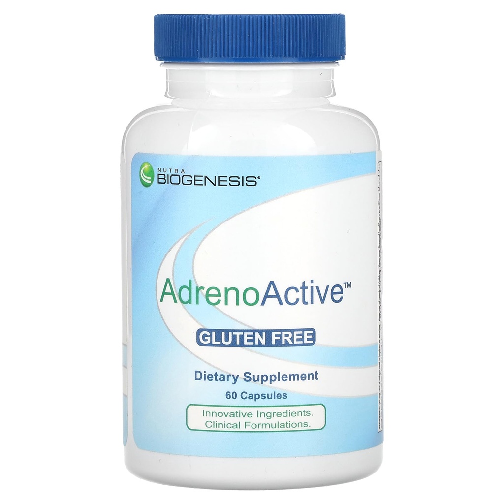Nutra BioGenesis AdrenoActive - Ajuta la sustinerea raspunsului sanatos la stres - Gluten gratuit - 60 capsule