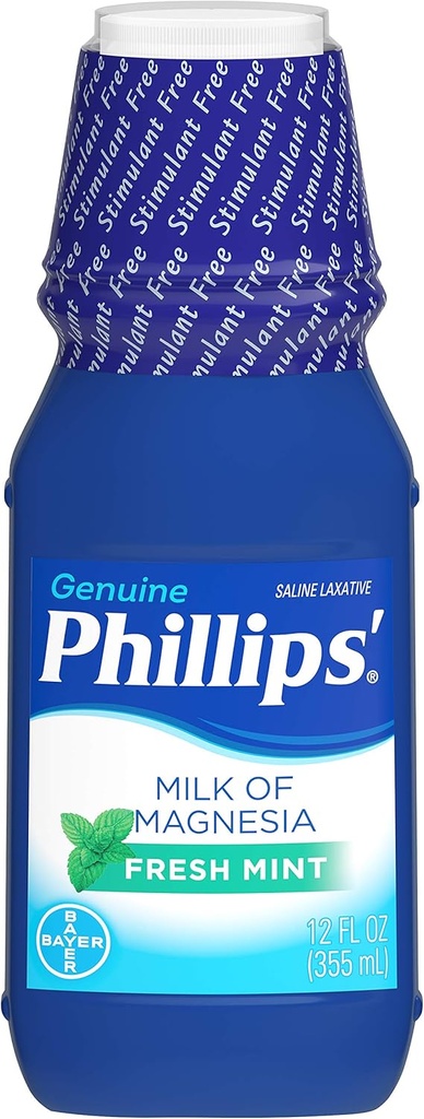 Phillips' Milk of Magnesia Laxative, Fresh Mint, 12 Fl Oz (Pachet de 2)