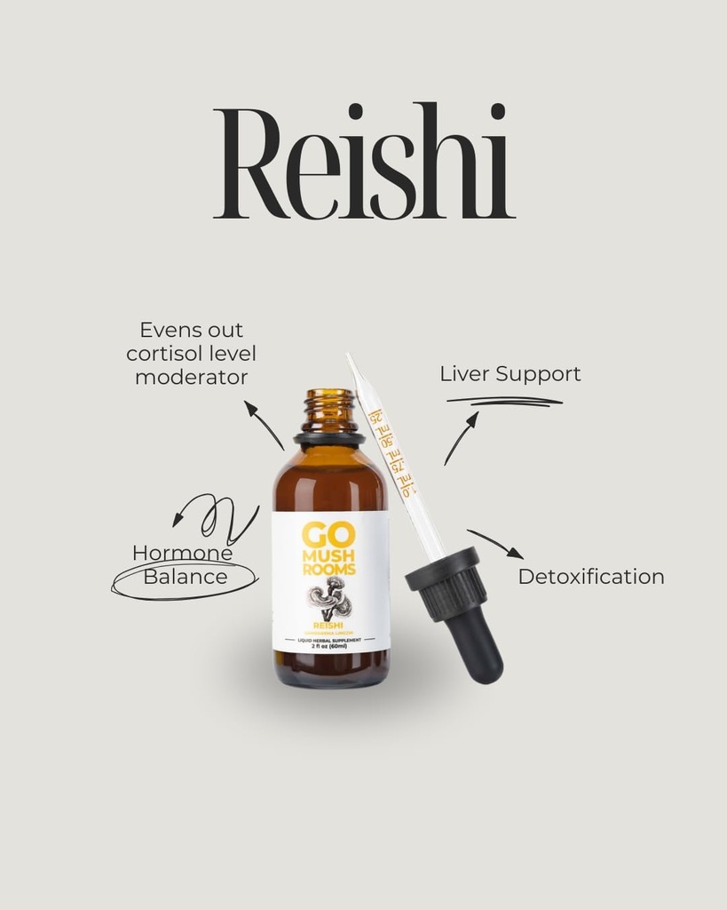 Reishi Mushroom Tincture Supplement - Dual extracted Fruiting Body to Support Rest & Relaxation - 2 fl oz (60 Servings)