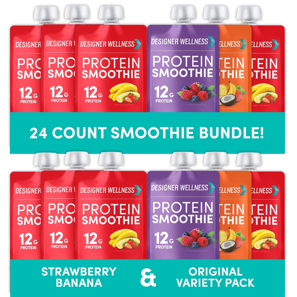 Designer Wellness Proteine Smoothies Variety Pack și căpșuni Banana Bundle