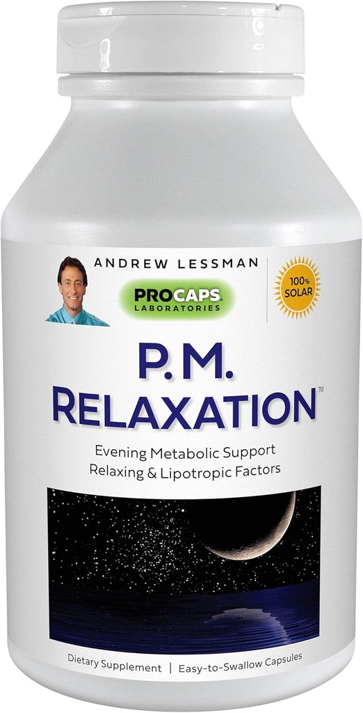 ANDREW LESSMAN P.M. Relaxare - 90 capsule - Suport natural pentru Gentle Restful Sleep with Melatonin, Valerian, Passionflower, Hops, Chamomile. Nici o dimineaţă Grogginess mici uşor de înghiţit capsule