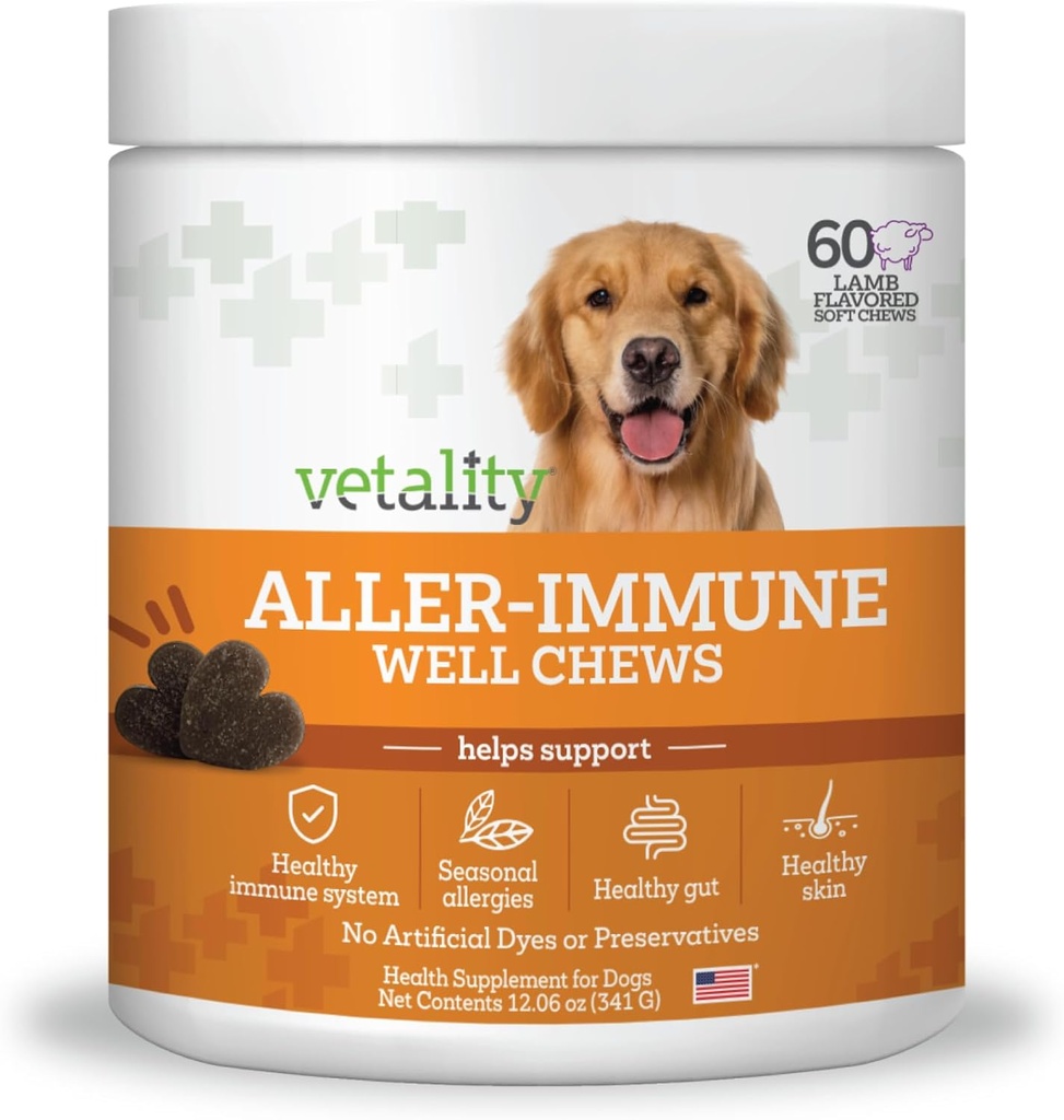 Vetalitate Aller- Immune Skin & Coat Well Chews pentru câini 60 ct