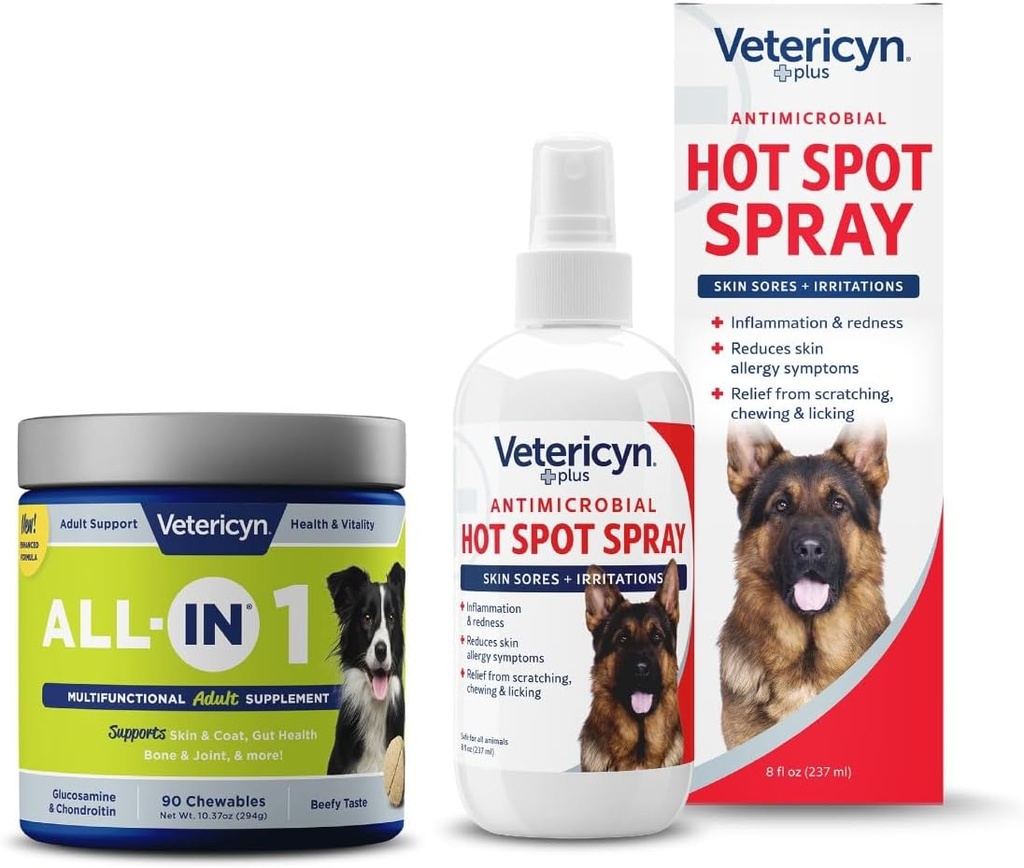 Vetericyn All-in 1 Multifunctional Dog Supliment și vetericiene Plus Spray la fața locului fierbinte