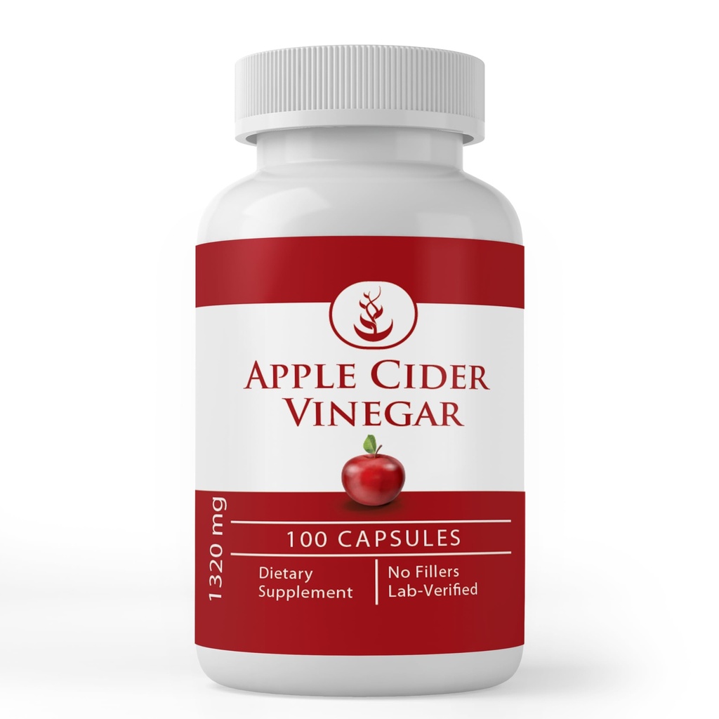 Ingrediente originale pure Oțet de cidru de mere, (100 capsule) întotdeauna pură, fără aditivi sau Fillers, Lab verificat