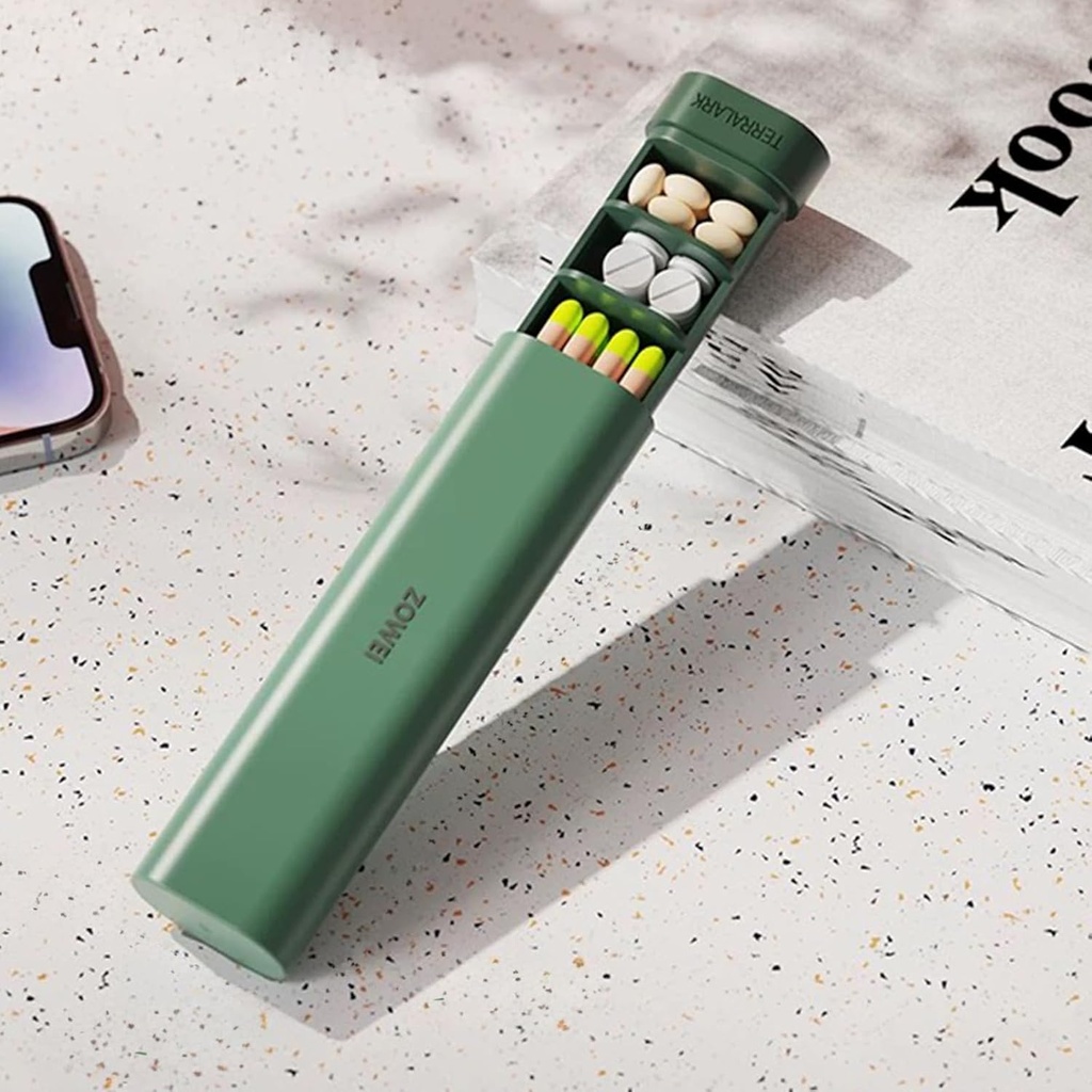 Pill Organizator 7 zi, Weekly Travel Pill Case, Daily Pilula Box, Drăguț Pilula Holder to Hold Vitamine, Medicamente, Pastile, Suplimente(Green)