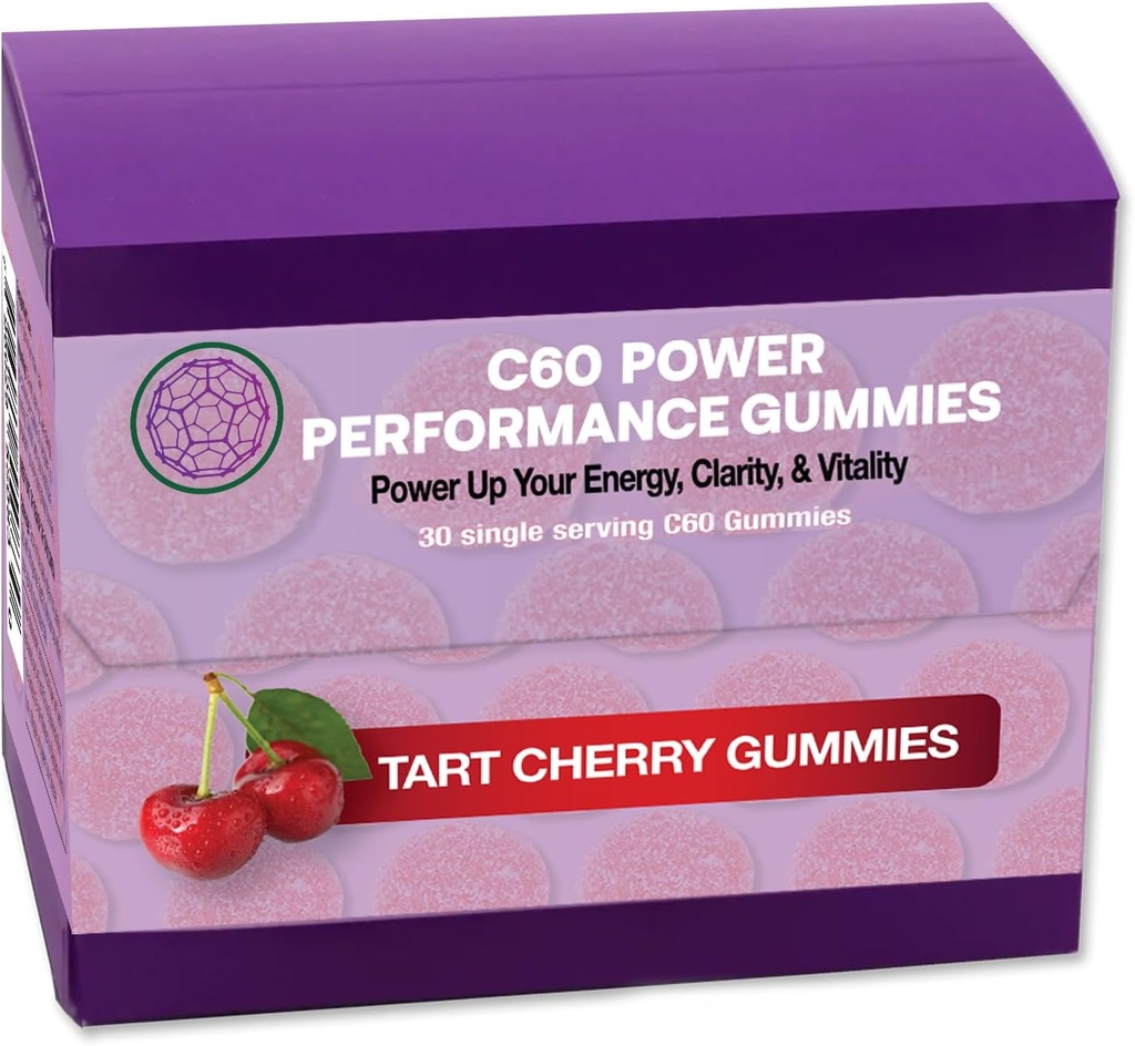 C60 Putere C60 Gummies - Natural Wellness Support for Men & Women, 99.99% Pur sublimated Carbon Fullerenes, Promovează energia, Claritatea mintală, & Stamină - 30 Conte