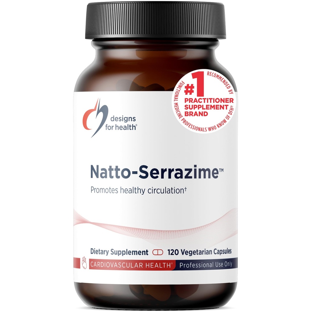 Proiectări pentru sănătate Nattokinaza cu Serrapeptidază - Natto-Serrazime + Enzime  Proteolitice - Proiectate pentru a sprijini un sistem circulator sănătos + Sănătate imună - Suplimentul non-GMO (120 capsule)