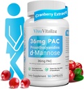 5 în 1 Supliment de afine pentru femei, 36mg PAC 100% Soluble D-mannose Dandelion Herb Mulberry Uva Ursi Leaf Natural Tract urinar de sprijin, Cranberry pastile UTI Profilaxie 90 Capace