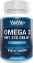 Omega 3 Suplimente pentru ochi uscaţi cu EPA şi DHA - VisiVite Dry Eye Relief Quench+ Vitamine ochi pentru ochi uscat cu Omega 3 Supliment - vitamine ochi uscat Made with Omega 3 Fish Oil - 60 Softgels.