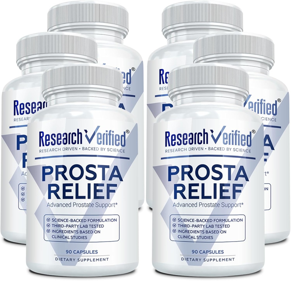 Cercetari Verificate Prosta Relief - Saw Palmetto si Bioperine - Prostate Health, Bladder & urinar Health, Drive and Performance - Pure Natural, 90 Capsule (Pachet de 6)