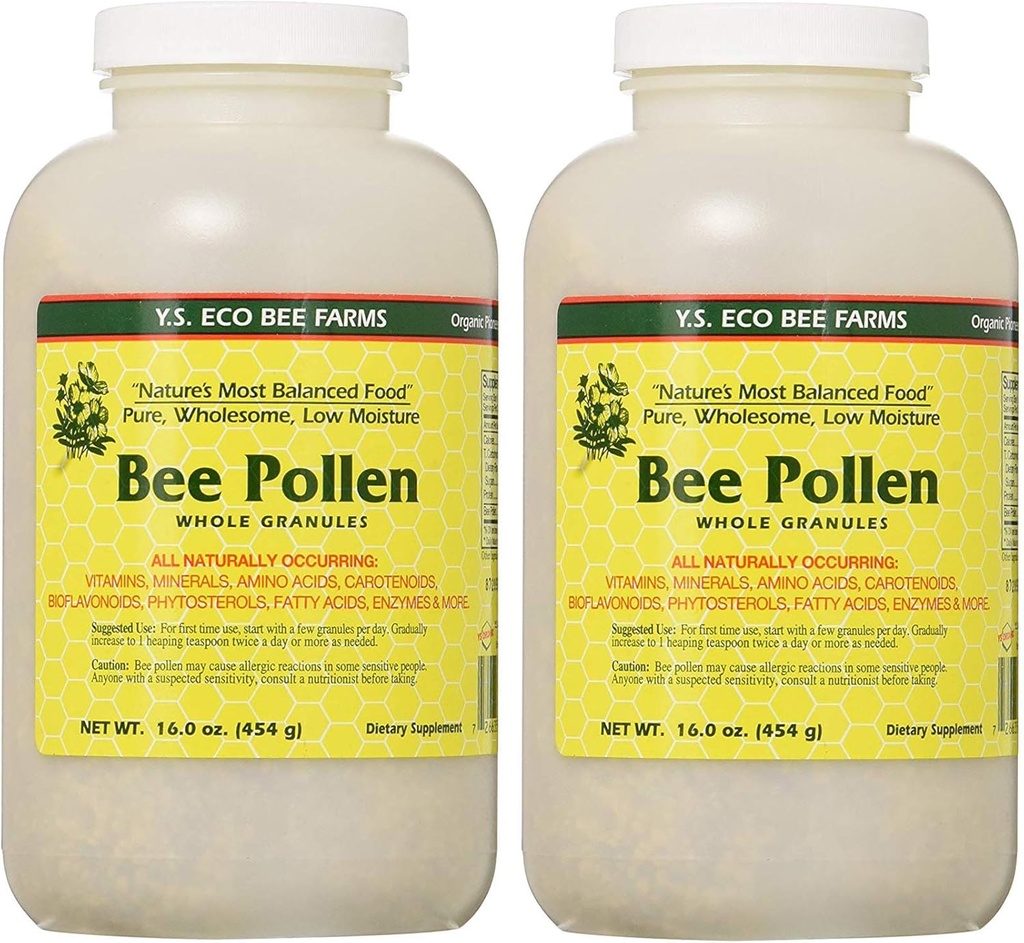 Albină Polen - umiditate scăzută Întregul Granular YS Eco albine ferme 16 oz Granular (2 ambalaj)