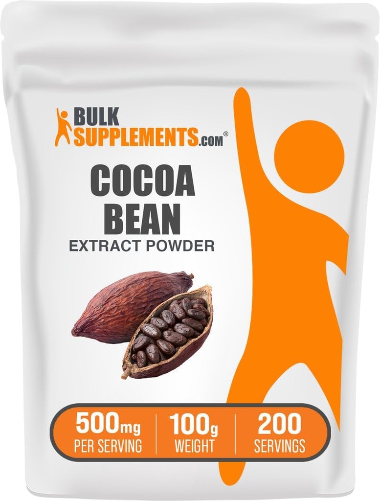BulkSupplements.com Cocoa Bean Extract de pulbere - Supliment de cacao - Neîndulcit, Vegan & Gluten gratuit, 500 mg pe Serving, 100g (3.5 oz) (Pachet de 1)