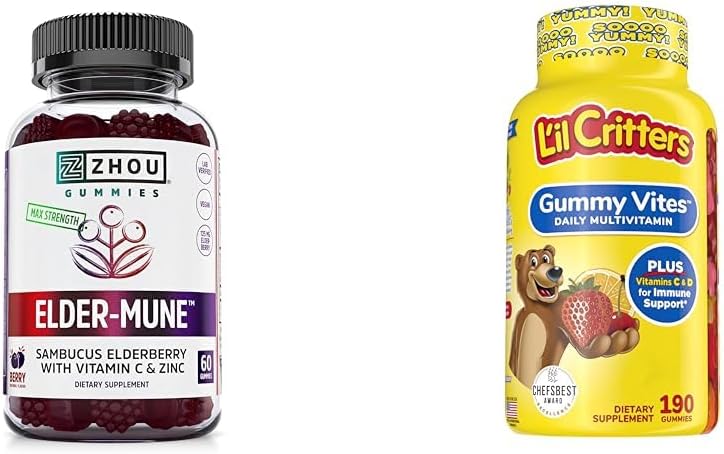 ZHOU Nutrition Elderberry Gummies & L'il Critters Gummy Multivitamine, 60 & 190 Gumies