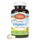 Carlson - Kid Chewable Vitamina C, 250 mg, 1 g de Sugars, Immune Support & Optimal Wellness, Antioxidant, Tangerine, 60 Vegetarian Tablets