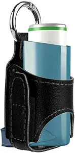 2pcs Portable Astm Inhaler Holder, UPU Lightweight din piele Protective Travel Handy Astm Inhalator caz pentru adulți și copii,Holder numai (negru)