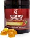 Premium Berberine Gumries 1500mg - Suport metabolic fără zahăr cu scorțișoară ceylon, crom, magneziu, zinc & B12-60 conte