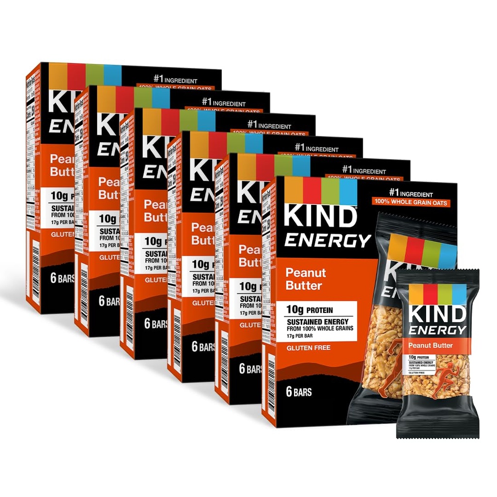 Kind Energy Bars, Unt de arahide, Snacks-uri sănătoase, Gluten gratuit, 10g proteine, 36 Conte