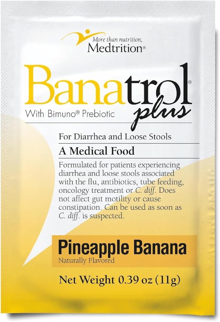 Banatrol® Anti-Diarecul natural cu prebiotice, Relief de diaree cronică, IBS, Diaree recurentă, Alimente medicale susţinute clinic, Neconsacrare, 25 Serviri (Pineapple)