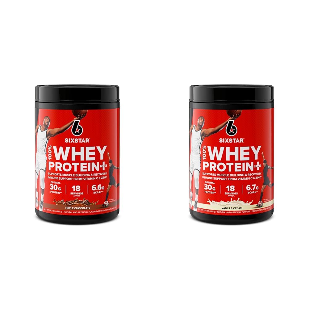 Six Star Elite Series 100% Whey Proteine Plus Triple Chocolate 1.8lbs US & Elite Series 100% Whey Proteine Plus Vanilla Cream 1.8lbs US