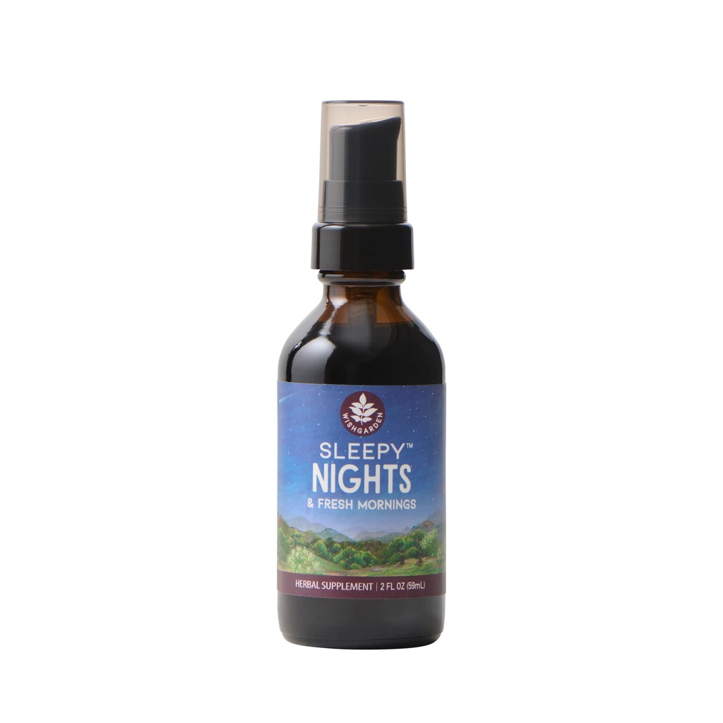 WishGarden Herbs Nights Sleepy & Fresh Mornings - All-Nature Herbal Sleep Aid Tincture, Organic Sleep Supplement with Passionflower, Hops and Scullcap, Supports Deep Sleep & Healthy Sleep Cycles, 2oz