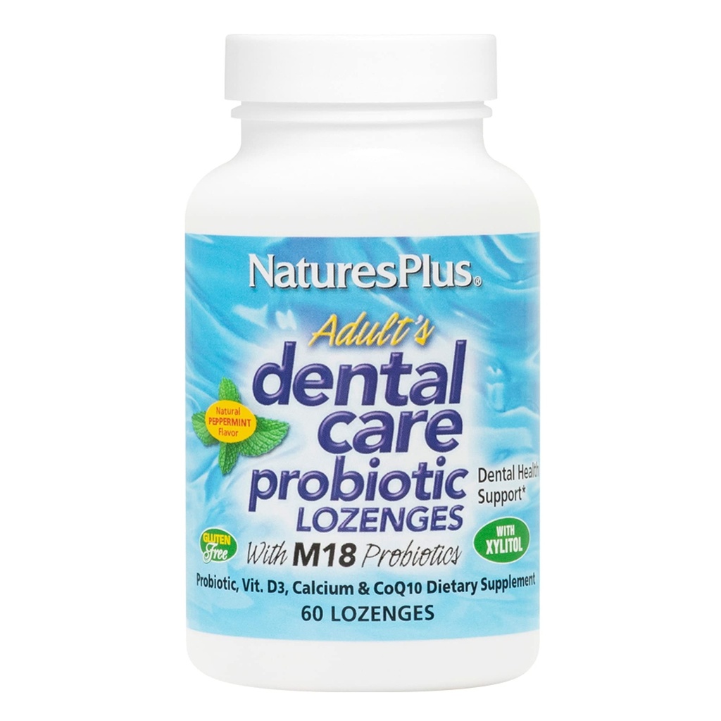 Naturi Plus Adulți Îngrijire dentară Probiotică - Supliment pentru Sănătatea Dinților și Gumei - Aroma de mentă - 60 de Lozene vegetariene (30 Serviri)