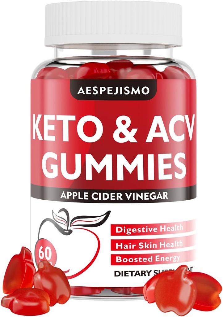 Keto ACV Gummies - Apple Cidru Oţet Gumries cu B12 pentru energie & Wellness, 1500mg, Sprijină Ketoza, pentru femei şi bărbaţi, Vegan, Gluten-Free, 60 Gumies