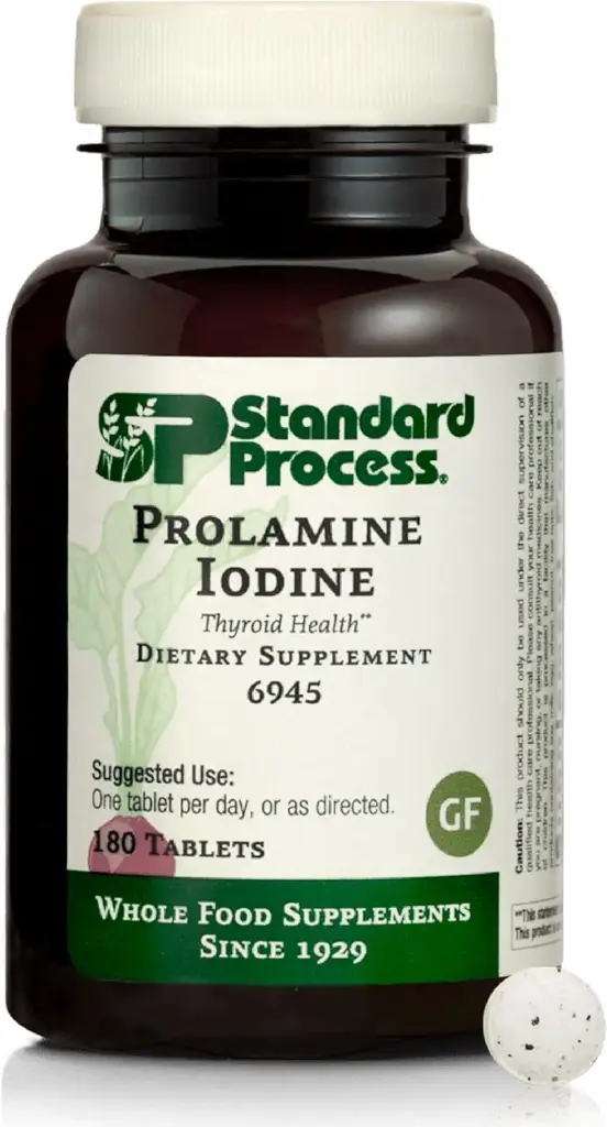 Proces standard - Prolamine Iod - Susţine niveluri sănătoase de iod, funcţie tiroidiană sănătoasă, calciu, iod, gluten liber şi vegetarian - 180 comprimate