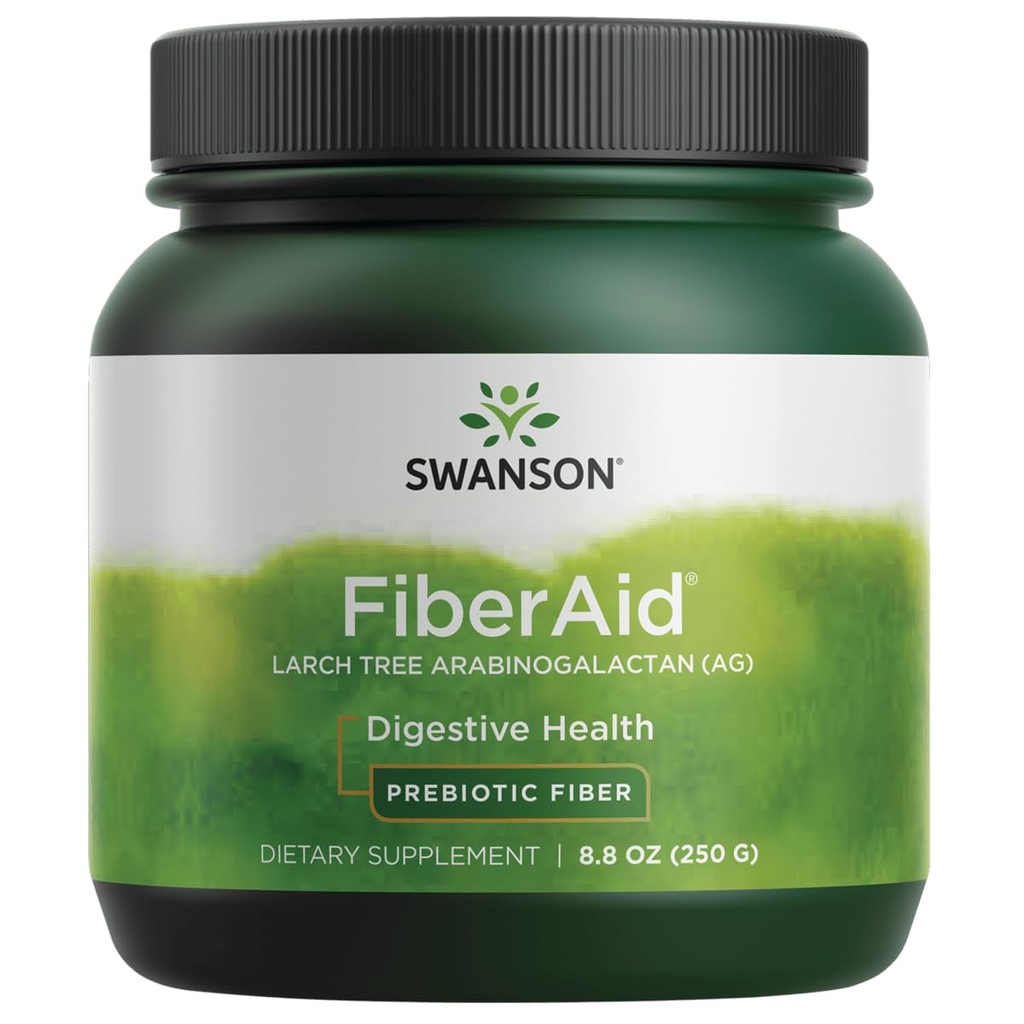 Swanson FiberAid - Larch Tree Arabinogalactan (AG) Pulbere - Fiber Drink Mix Promovarea sănătății digestive și susține sănătatea gastrointestinală - (8.8oz)