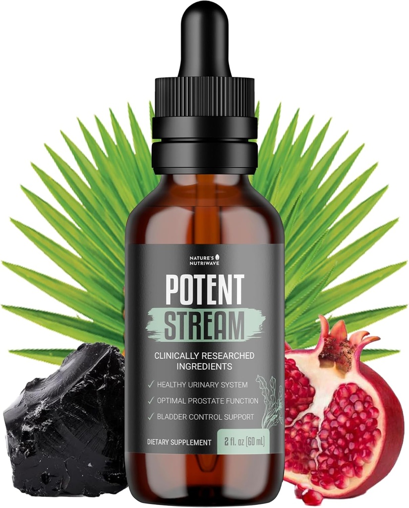 PottentStream Drops - Formula originala, Natural lichid Supliment cu extracte de plante de 100% Natural, Made in USA, 1 lună de aprovizionare