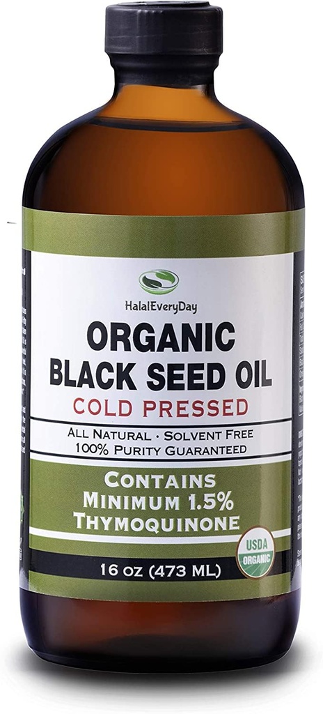 Ulei de semințe negru organic - USDA Certified Cold presat Sticla de sticlă Peste 1,5% Thymochinonă 3X puterea turcească negru Cumin Nigella Sativa non-GMO 100% ulei de semințe negre pură (32oz sticlă (2X16) Flacon)
