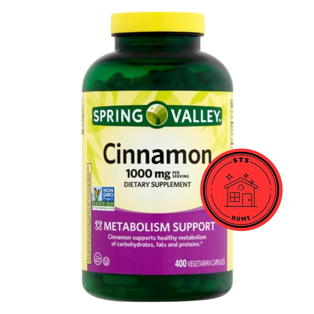 Spring Valley Scorțișoară Supliment alimentar, 1000 mg, 400 Conte + STS Sticker.