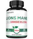 Lions Mane cu Ginkgo Biloba Supliment - 60 Capsule - Extra Putere pentru mintea odihnitoare, Brain Health, Immune System & Focus - Gluten-Free, non-GMO