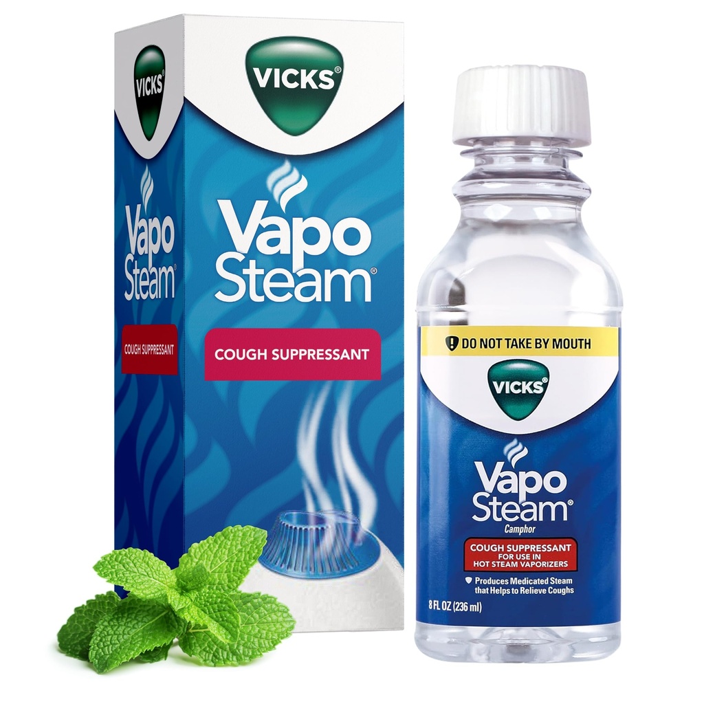 Vicks VapoSteam Lichid medicamentat cu Camphor, un Supressant de tuse, ajută la eliminarea tuse, pentru a utiliza în Vaporizatoare și Humidificatoare Vicks, 8 Oz