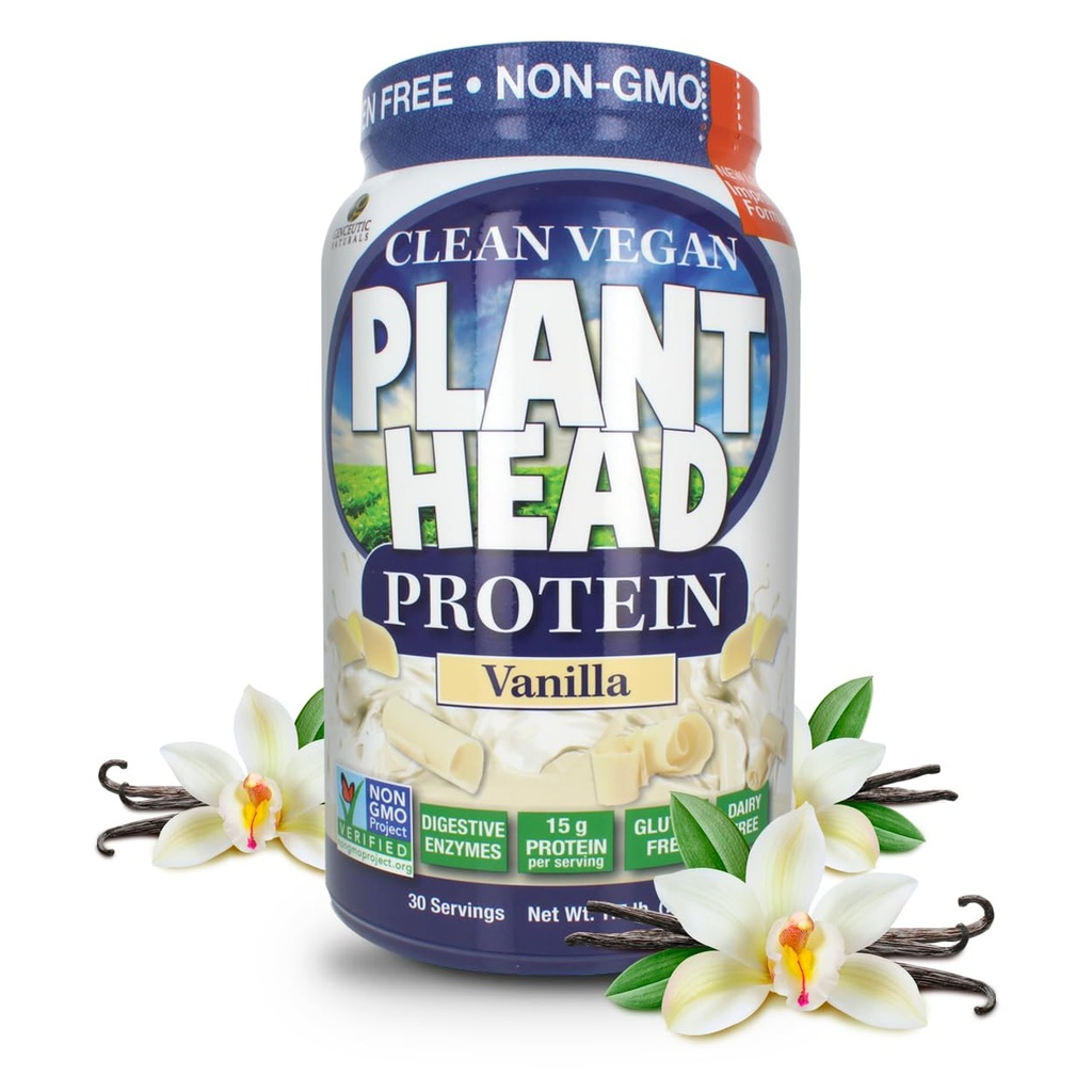 Genceutic Naturals Plant Cap de pulbere de proteine Supliment, Vanilie, 1.7-Pounds (lbs)