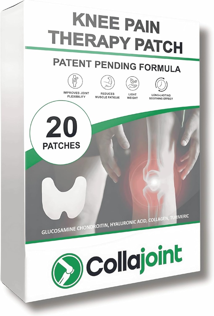 Patch de salvare durere genunchi - Hydrogel pentru mobilitate și confort cu colagen & Glucosamină - Odor scăzut, 20 Conte