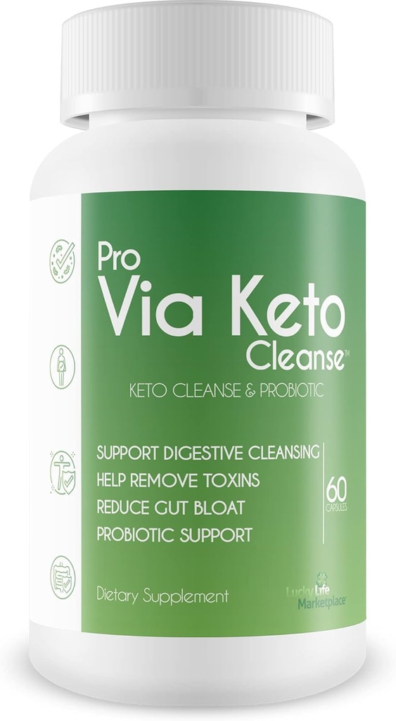 Pro Via Keto Cleanse - Help Elimina Toxinele si impuritatile - Plant-Based Natural Keto Cleanse cu suport probiotic - Suport Digestive Cleansing & Reducere Bloat Gut - Ajutor eliminarea si dezintoxicarea deseurilor