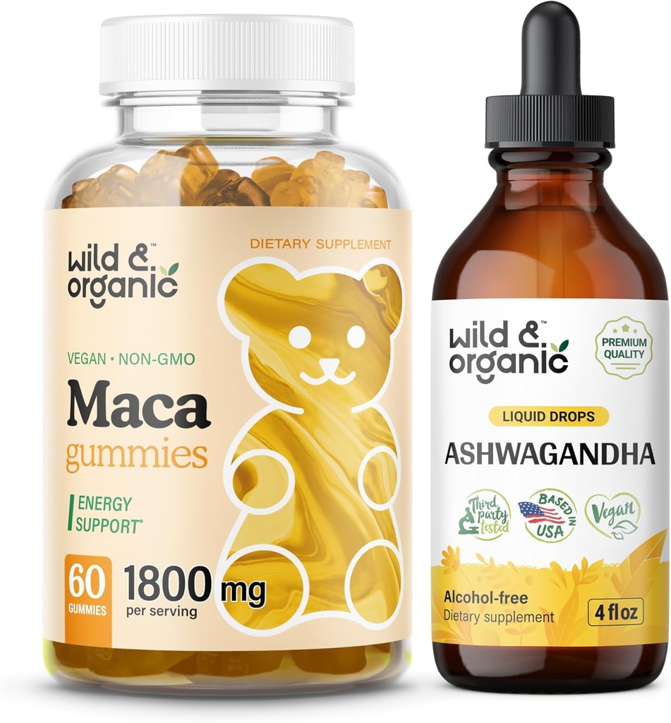 Gumiile rădăcinii Maca sălbatice și organice Ashwagandha Tincture 4 fl oz