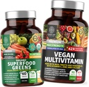 Numărul One Nutriție N1N Premium plante-Based Multivitamine [86 Ingrediente puternice] și Greens Superalimentare Organic [28 Ingrediente puternice], pentru a sprijini sănătatea curajoasă și wellness generală, 2 Pack Bundle