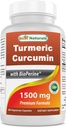 Cele mai bune Naturale Curcumin Turmeric 1500mg/Serving cu Bioperine - 180 Capsule vegetale