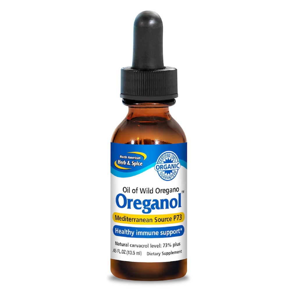 NORD AMERICAN HERB & SPICE Oreganol - 0,45 fl. oz. - Ulei de Oregano neprelucrat, sălbatic, organic - Sursă mediteraneană P73 - Non-GMO - 194 Serviri